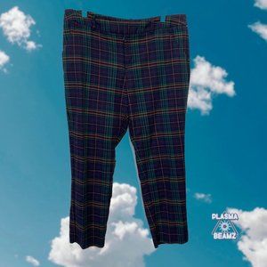Merona Pink & Blue Plaid Classic Stretch Slacks 14